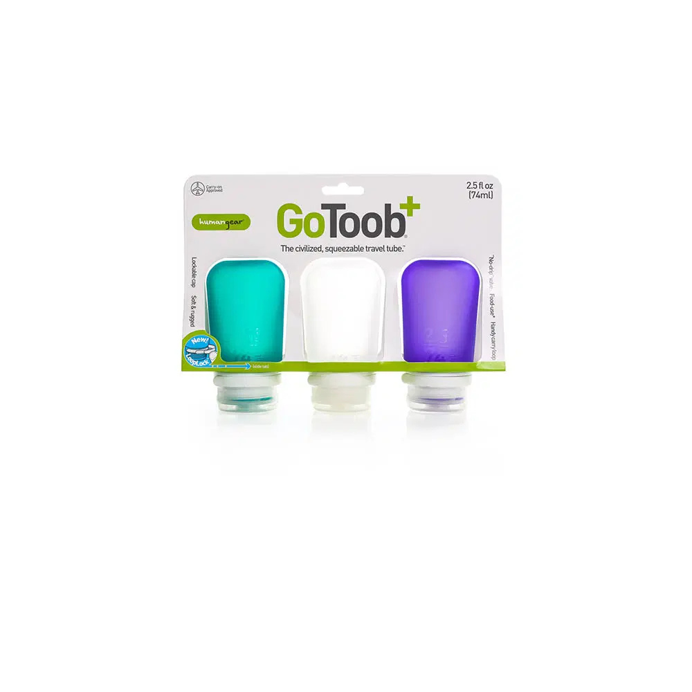 GoToob 3-pack Clear/Purple/Teal SMALL