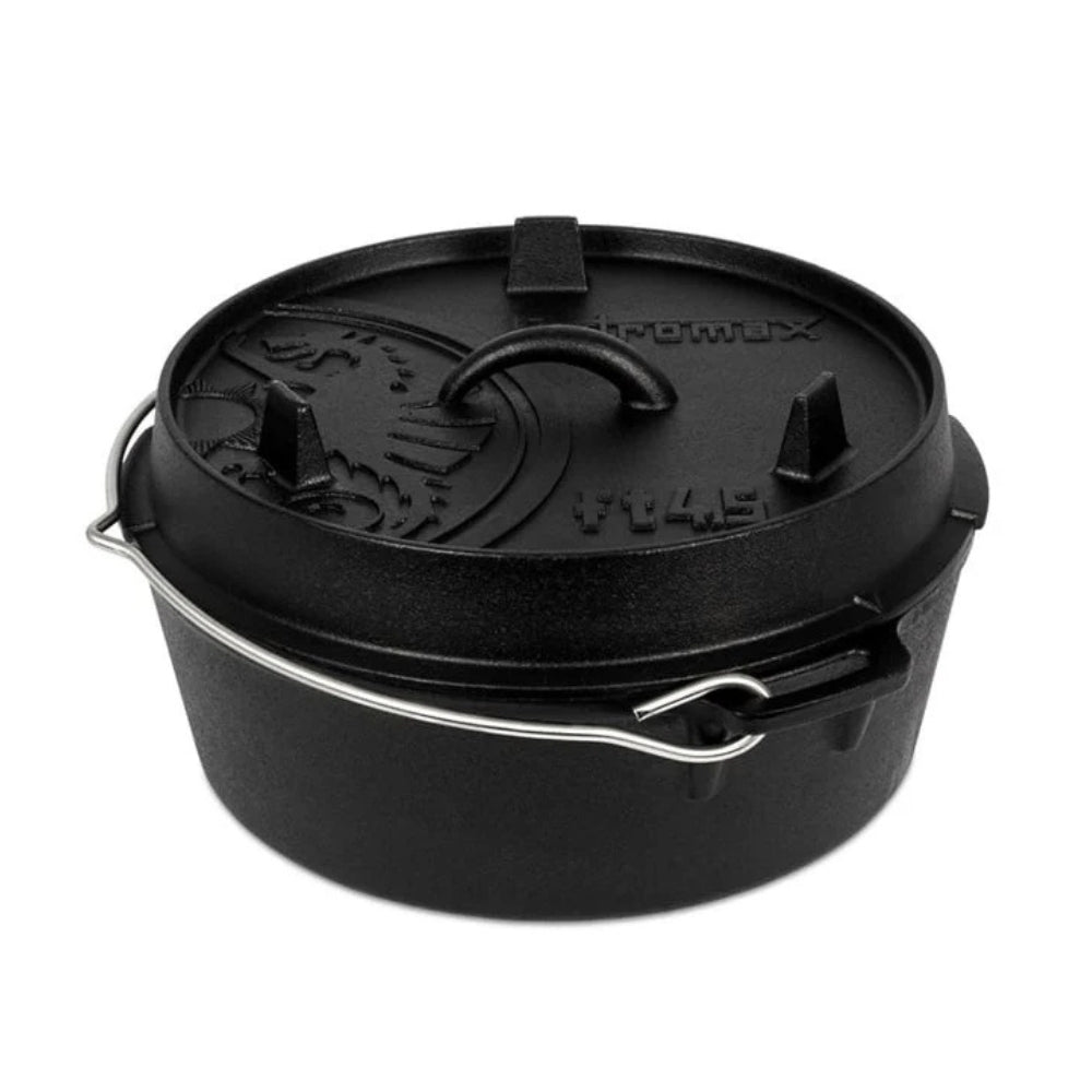 Petromax Dutch Oven FT4.5 gietijzeren outdoor stoofpan met een vlakke bodem zonder pootjes en een inhoud van 3,5 liter