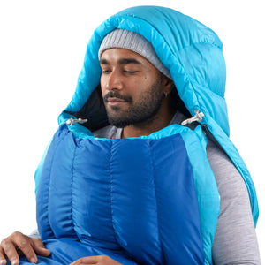 Sea to Summit Trek Down Sleeping Bag -1 Long blauwe reisslaapzak met Free-Flow ritsensysteem voor flexibele ventilatie