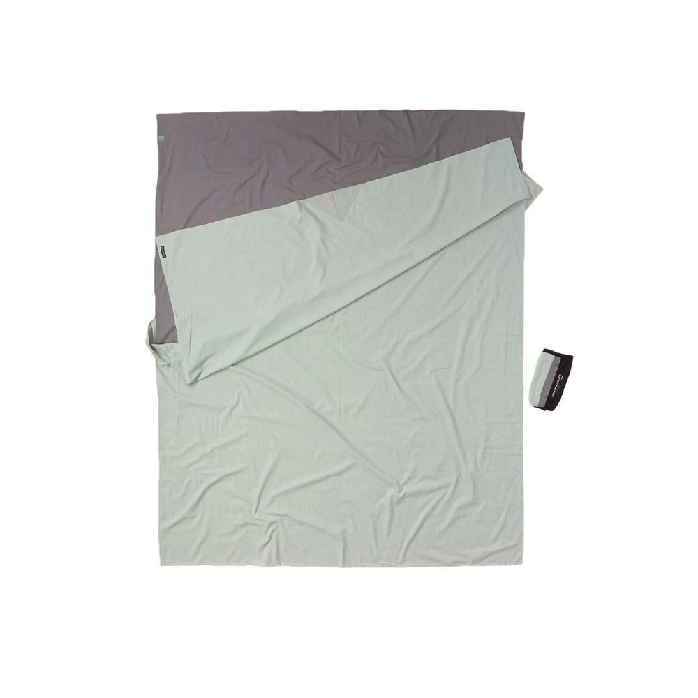 Cocoon Travelsheet Double, 100% Cotton, Grey / Blue - Outdoor Food