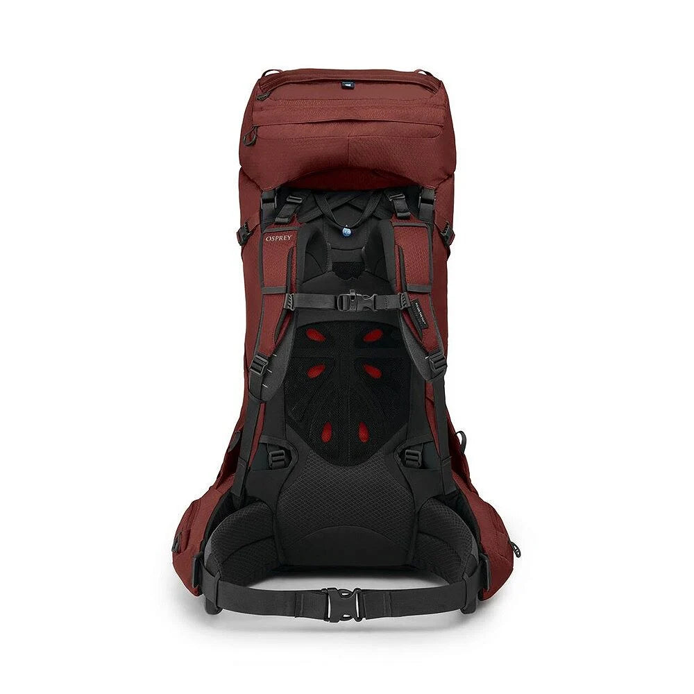 Osprey Aether 65 Deep Acorn Red S-M roodbruine heren trekkingrugzak van 65 liter met AirScape rugpand