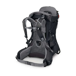 Osprey Poco Premium Child Carrier Black comfortabele zwarte kinderdrager met ingebouwd zonnescherm en opbergvak