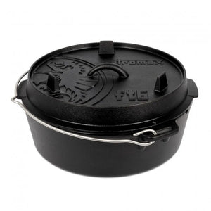 Petromax Dutch Oven FT6-t gietijzeren outdoor stoofpan met een vlakke bodem zonder pootjes en een inhoud van 5,5 liter