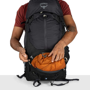 Osprey Stratos 34 Raven Black OS ademende zwarte heren wandelrugzak van 34 liter met AirSpeed rugpand