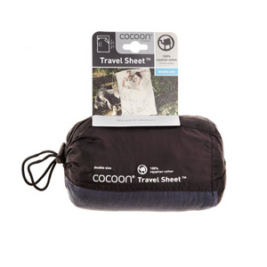 Cocoon Travelsheet Double, Egyptian Cotton, Khaki/Tuareg - Outdoor Food