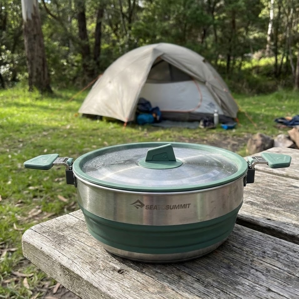 Sea to Summit Detour RVS Opvouwbare Pan 3L Groen - Outdoor Food