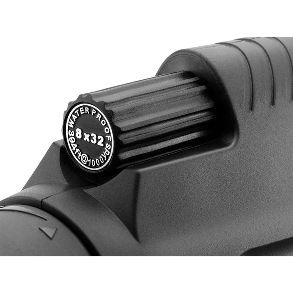 Barska Waterproof 8x32 monoculair met close-up van het geribbelde scherpstelwiel en waterdicht-markering