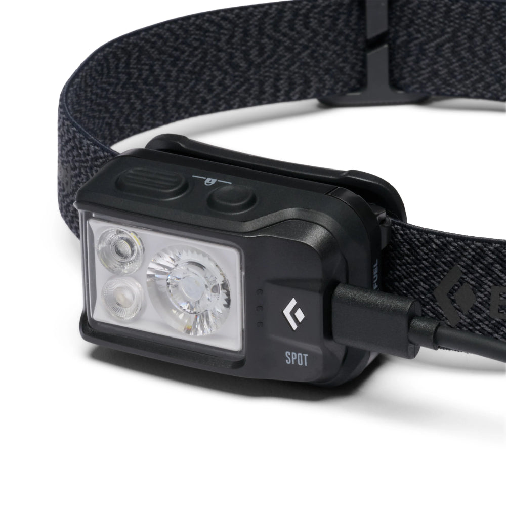 Black Diamond Spot 450 DFR Black waterdichte hoofdlamp met 450 lumen en een zwarte, elastische hoofdband 2