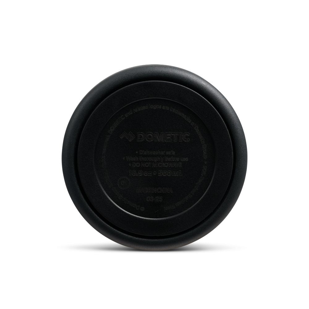 Dometic Tumbler 500ml zwarte schroefdeksel gezien vanaf de bovenkant