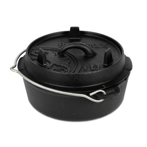 Petromax ft3 Dutch Oven van 1,6 liter zonder pootjes, met een vlakke bodem en stalen hengsel voor fornuizen en barbecues.