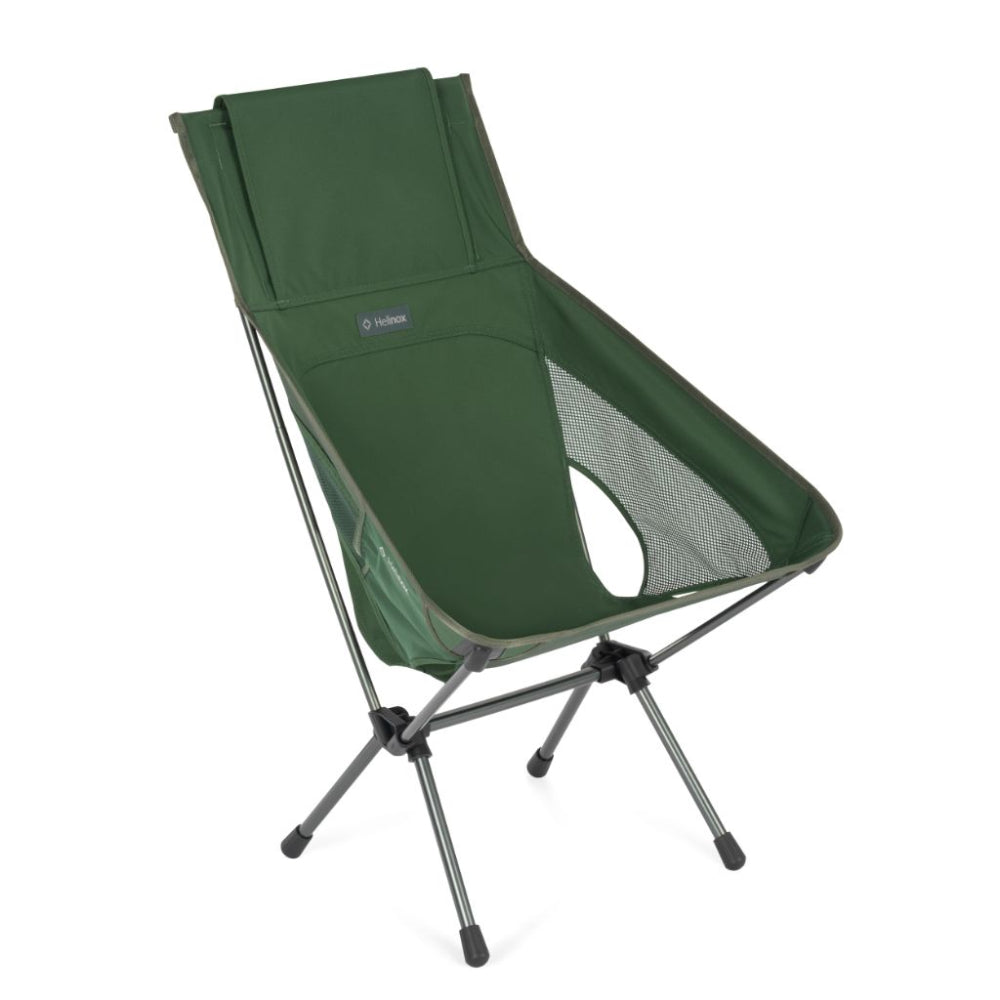 Helinox Sunset Chair lichtgewicht campingstoel in olijfgroen met hoog rugpand en zwart frame