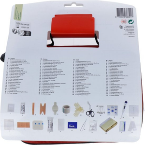 Care Plus First Aid Kit Emergency inhoud met verbandmiddelen, pleisters, verbandschaar, pincet en een thermometer