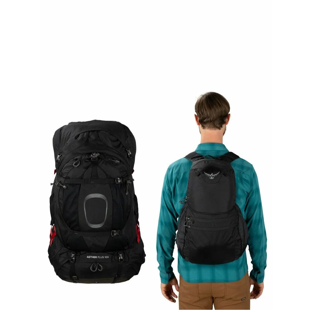Osprey Aether Plus 85 Black L-XL grote zwarte heren trekkingrugzak van 85 liter met verstelbaar rugpand