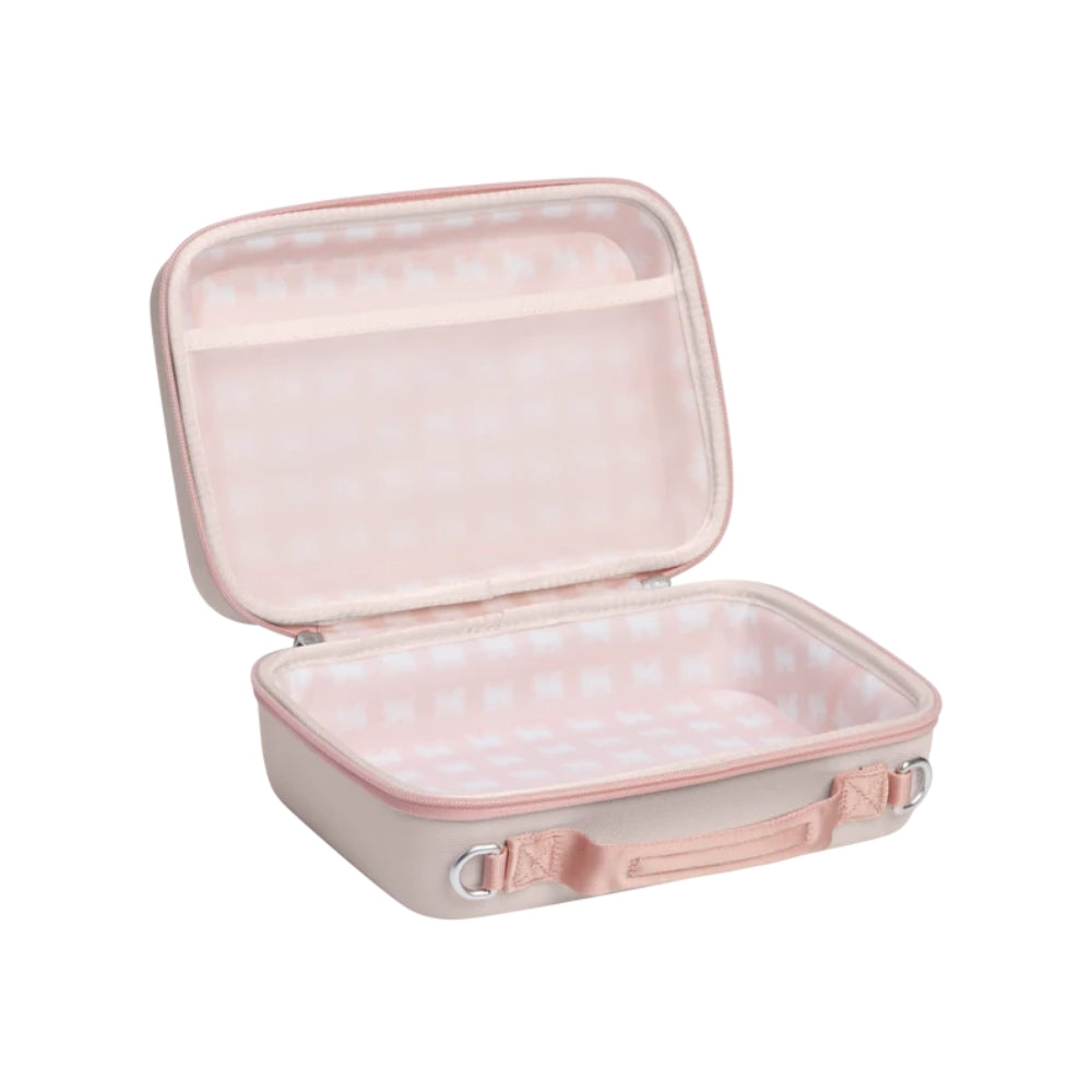 Stanley Arista Mini Lunchbox 4L open roze lunchbox met ritsvak en ruitjespatroon aan de binnenzijde