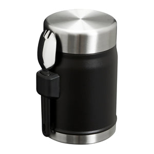 Stanley Legendary Food Jar zwarte roestvrijstalen geïsoleerde voedselcontainer van 0,4 liter met bijbehorende spork