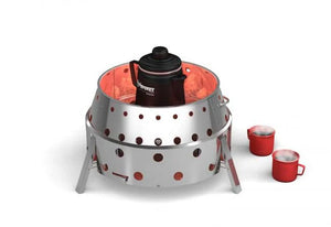 Petromax Atago Gasgrill draagbare gasbarbecue van roestvrij staal met een inklapbaar onderstel en ronde brander