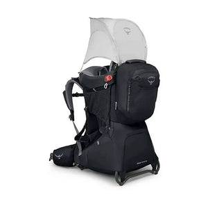 Osprey Poco Premium Child Carrier Black comfortabele zwarte kinderdrager met ingebouwd zonnescherm en opbergvak