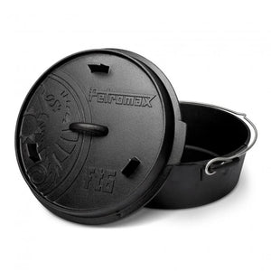 Petromax Dutch Oven FT6-t gietijzeren outdoor stoofpan met een vlakke bodem zonder pootjes en een inhoud van 5,5 liter