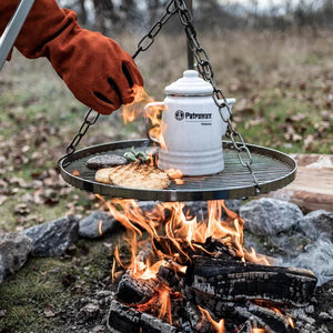 Petromax hangend grillrooster van roestvrij staal met een diameter van 50 centimeter voor gebruik aan een driepoot