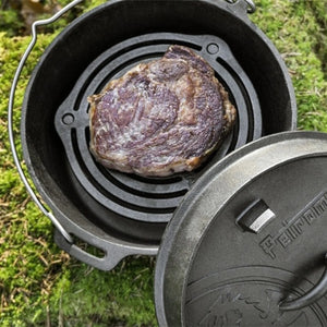 Petromax Dutch Oven FT4.5 gietijzeren outdoor stoofpan met een vlakke bodem zonder pootjes en een inhoud van 3,5 liter