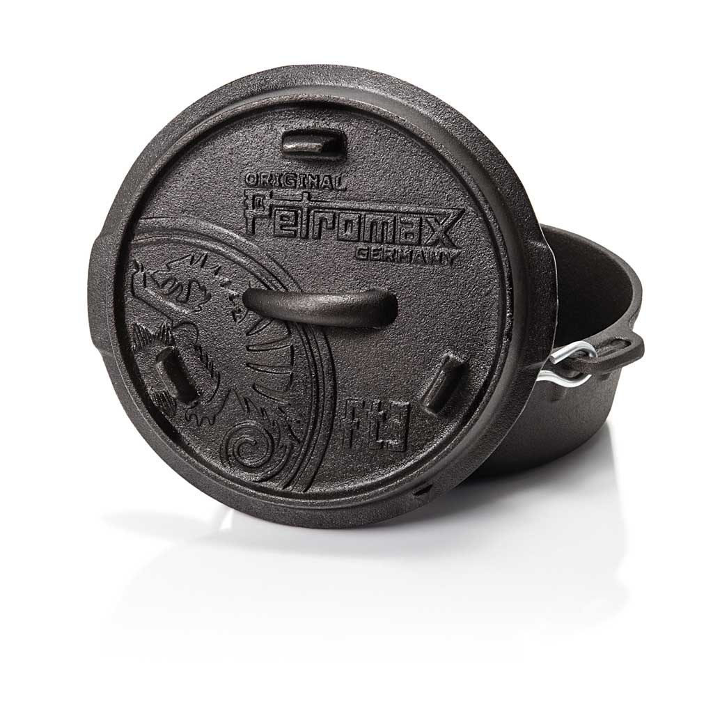 Petromax ft3 Dutch Oven van 1,6 liter zonder pootjes, met een vlakke bodem en stalen hengsel voor fornuizen en barbecues.