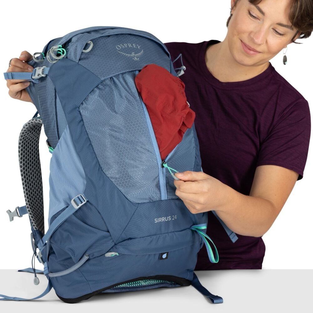 Osprey Sirrus 24 Medium Grey OS ademende grijze dames wandelrugzak van 24 liter met AirSpeed rugpand en regenhoes