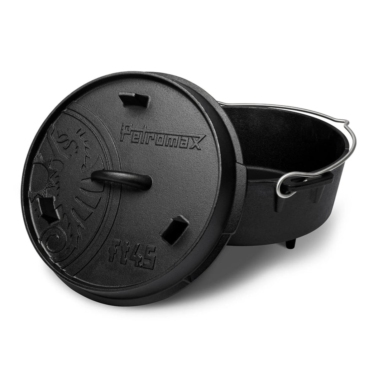 Petromax Dutch Oven FT4.5 gietijzeren outdoor stoofpan met pootjes, een deksel en een inhoud van 3,5 liter